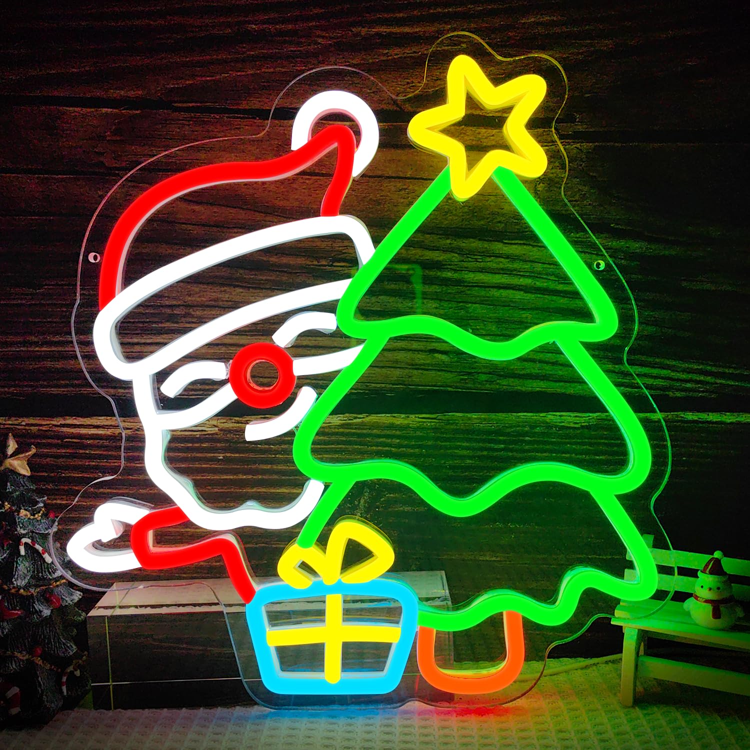 Wall Decor Lighting Tree - Enseigne au néon du père noël