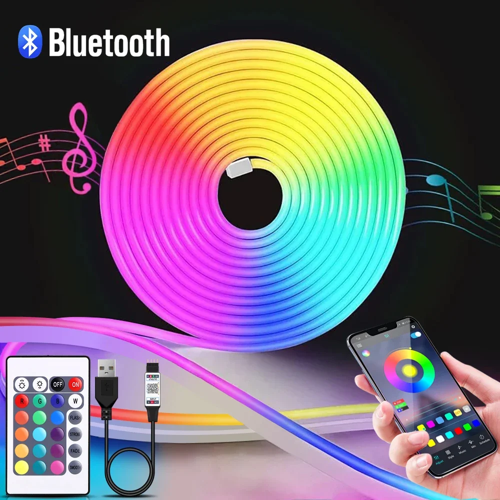 Lighting Decor Ideas - Bande lumineuse LED néon RGB, 1-5m,