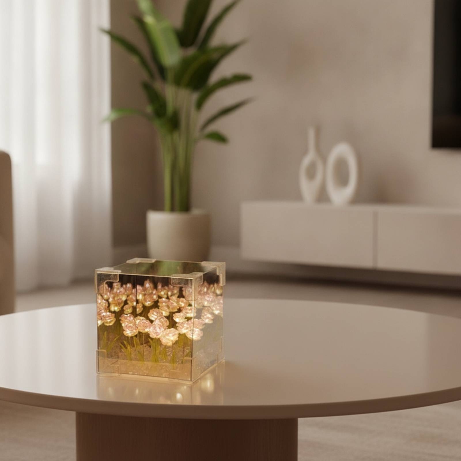 Lampe Rose avec Cube Acrylique - Lighting Decor For Bedroom avis et prix