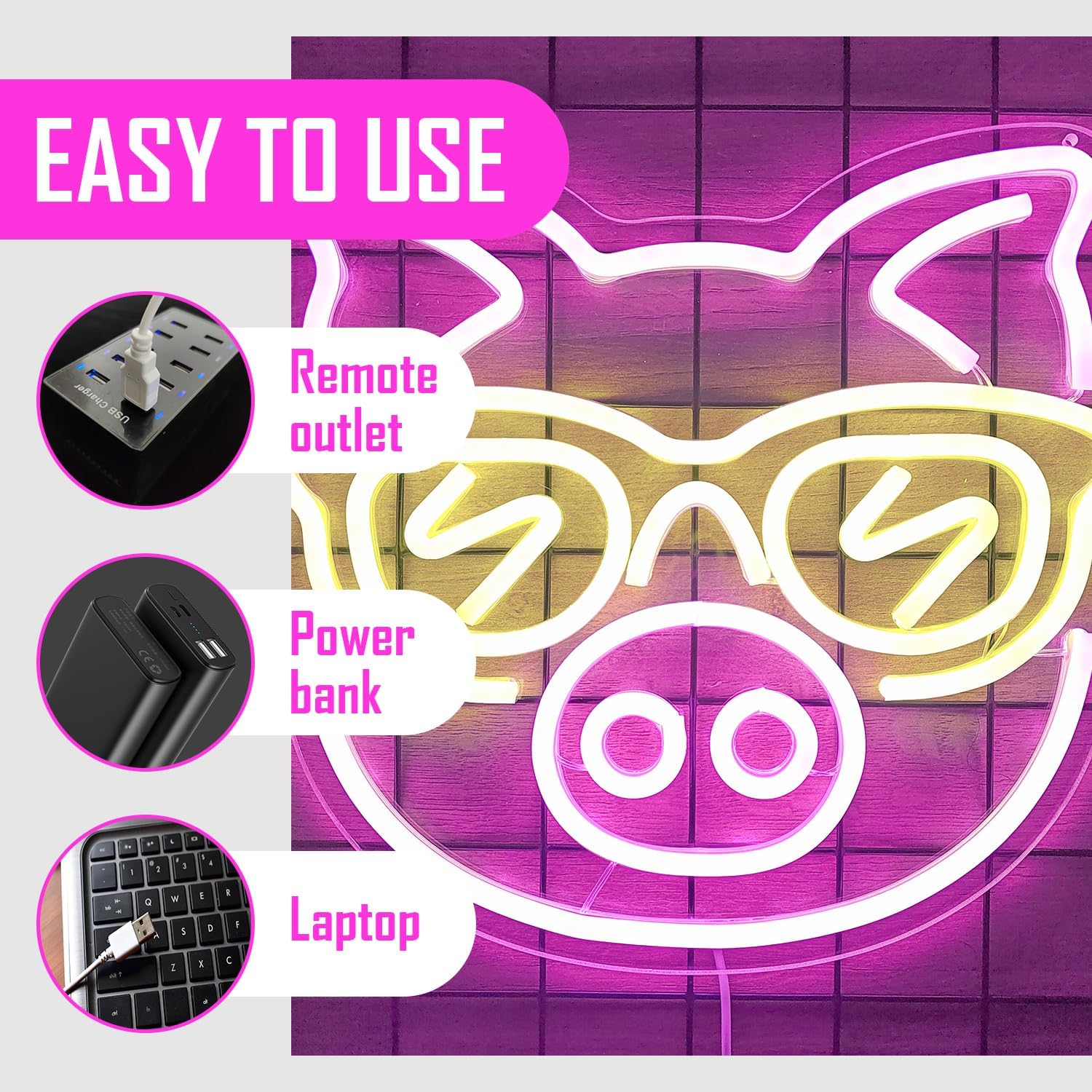 Cochon rose avec lunettes jaun - Outdoor Lighting Decor Ideas avis et prix